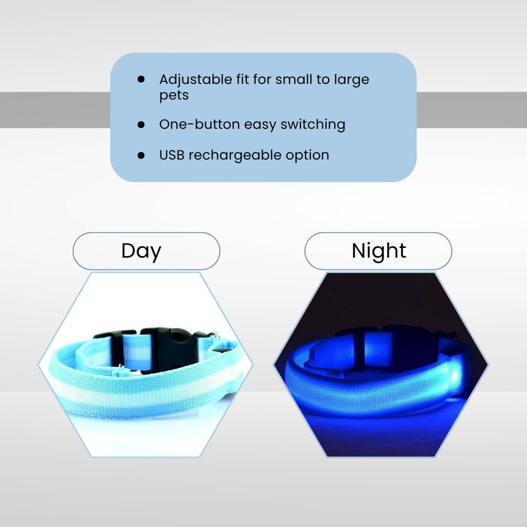 Nylon LED Pet Dog Luminous Collar Night Safety